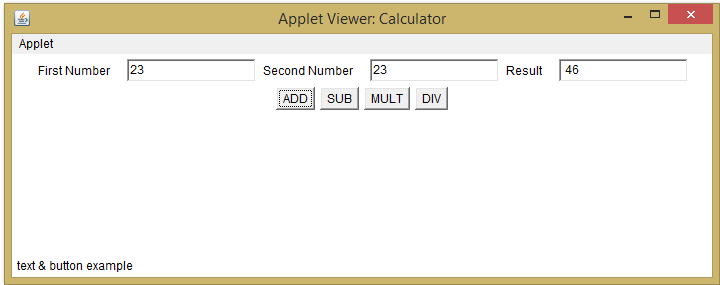 Simple Calculator in Java Applet
