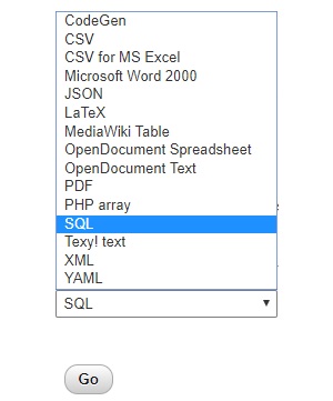 How to export SQL in phpMyAdmin
