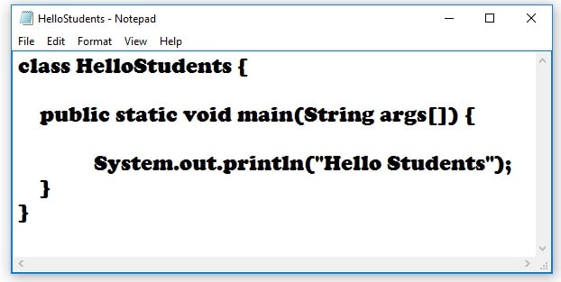 How to save java first program in notepad